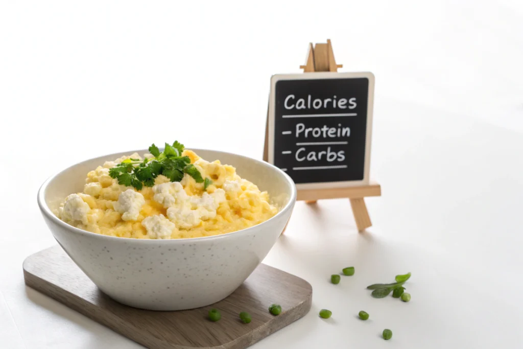 Nutritional breakdown of scrambled eggs with cottage cheese