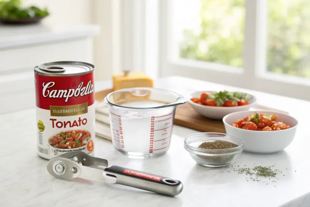 Ingredients for Campbell's Soup preparation