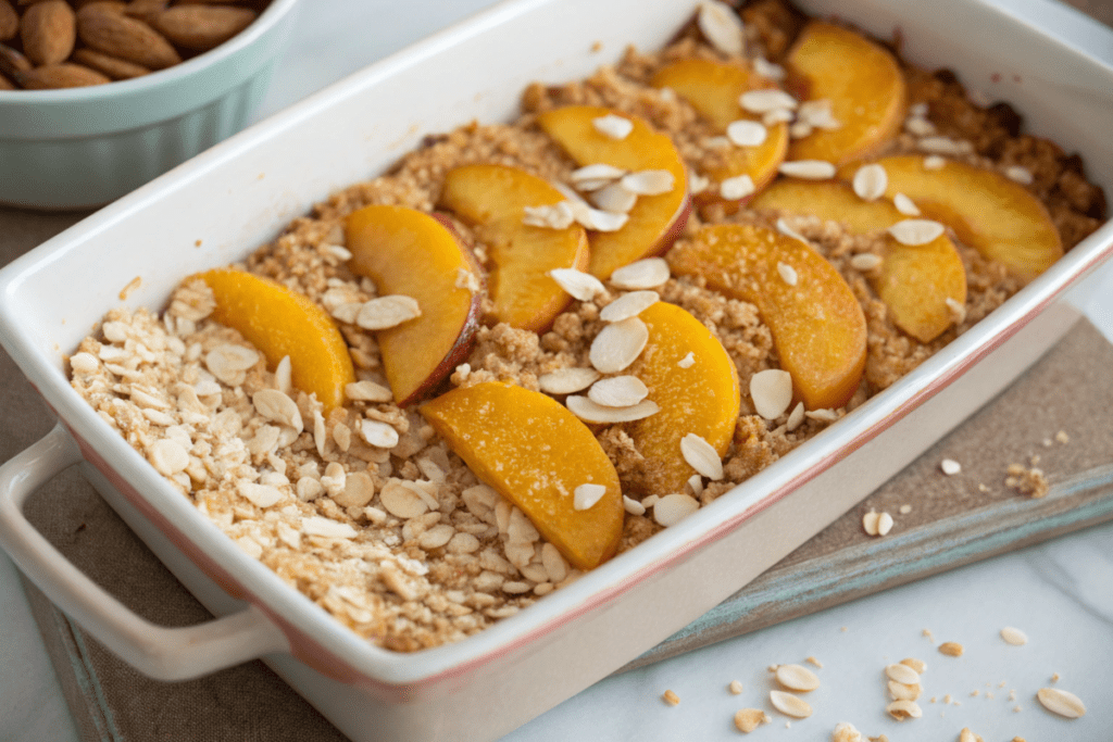 mixed-fruit cobbler with peaches, blueberries, and raspberries