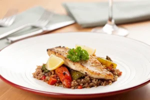 Three variations of rockfish recipes: Mediterranean, Asian-inspired, and Southern fried, each plated with unique garnishes
