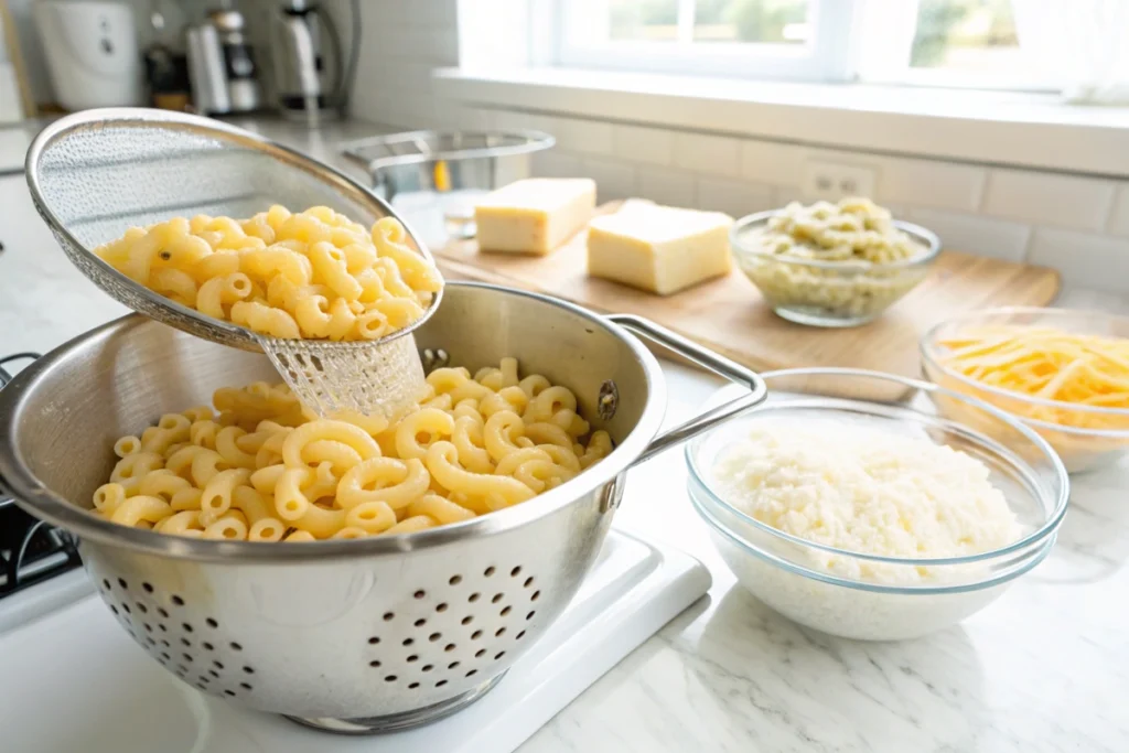 Draining pasta