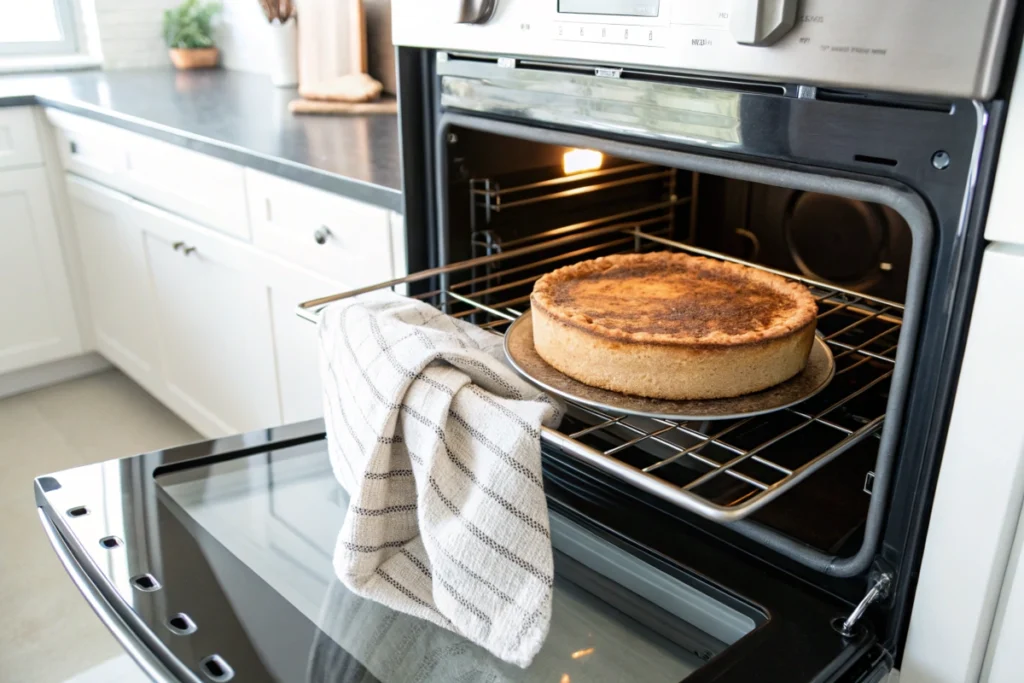 Churro Cheesecake Cooling in Oven