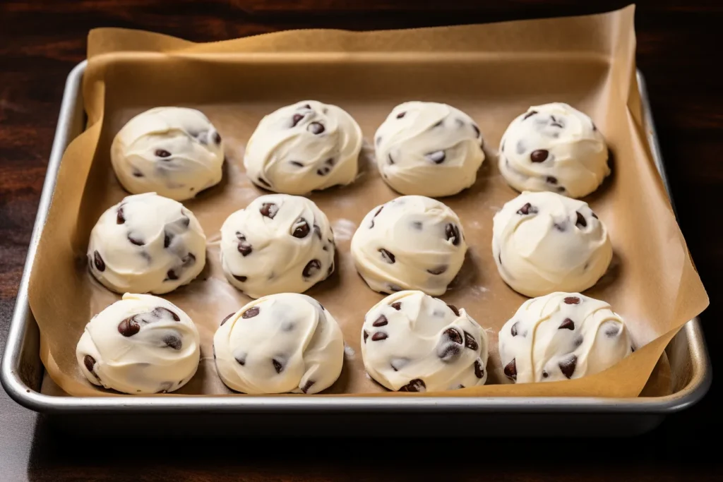 Shaped Dough: Cookie dough balls placed