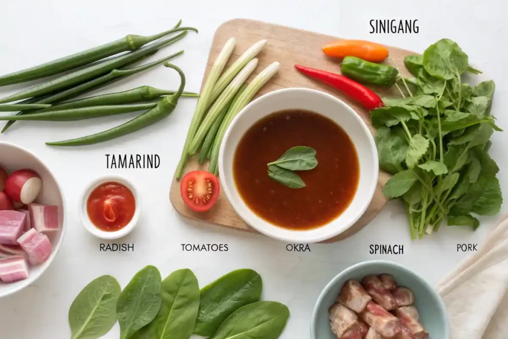  sinigang  Filipino Favorite with tamarind concentrate surrounded by fresh ingredients.