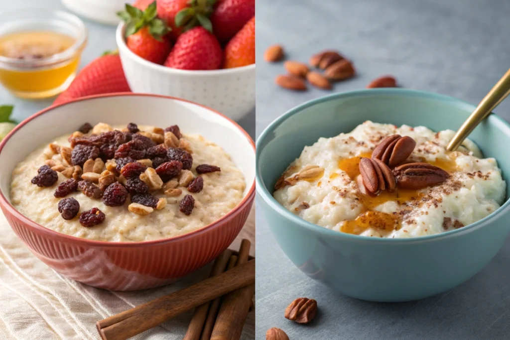 Two contrasting dishes, highlighting sweet and savory options with different topping