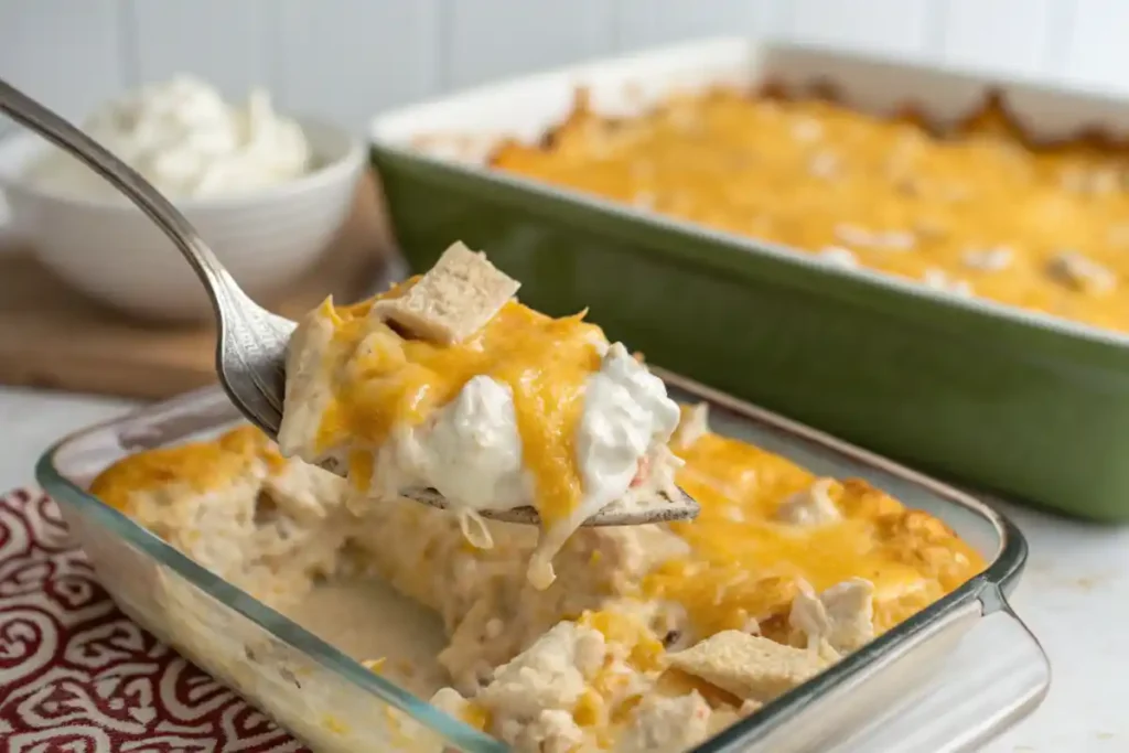 A rich and creamy casserole layered with cheese and a crispy breadcrumb topping