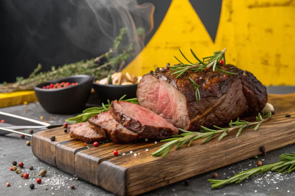 Beautifully Seasoned Arm Roast Ready for Grilling in a Cozy Outdoor Kitchen